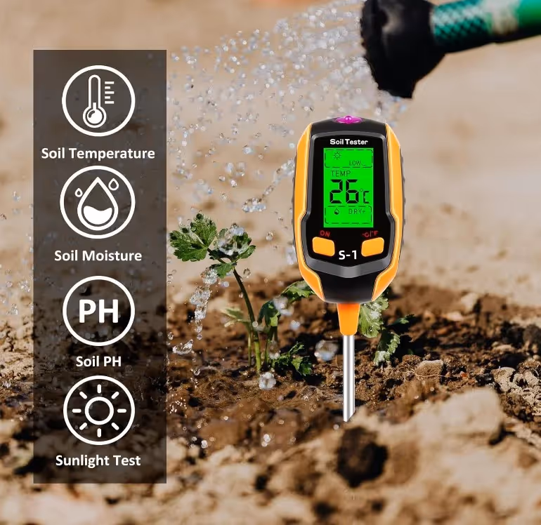 4-in-1 Soil Tester - measure moisture, pH, light and temperature for healthy plants
